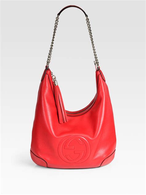 gucci red leather hobo bag|Gucci hobo bag vintage black.